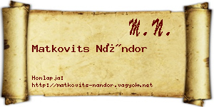 Matkovits Nándor névjegykártya