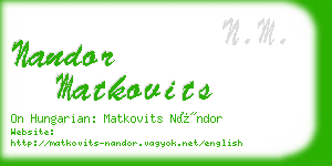 nandor matkovits business card